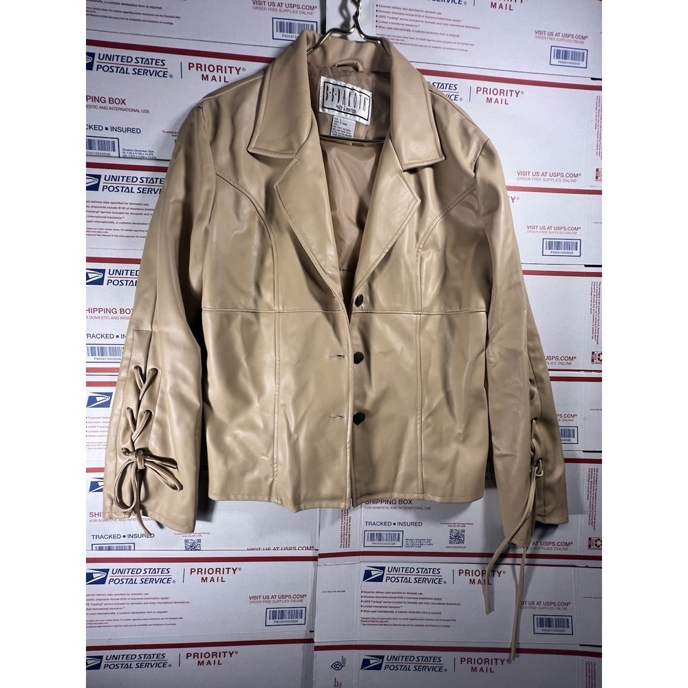 Vintage BB Dakota Cream Leather Jacket Coat‎ L